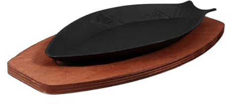 Toyvian Sartén de Hierro con Forma de Pez para Barbacoa Portátil Plancha para Freír Bistec y con Bandeja de Antiadherente y Distribución Uniforme del Calor para Cocinar al Aire y Cocina