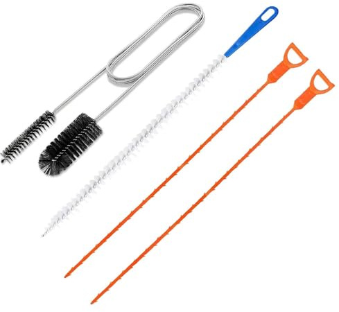 4Pcs Drain Unblocker Tools Set, 1 Double Ended Nylon Pipe Cleaner Brush, 1 Sink Unblocker Brush, 2 Hair Clog Remover, Sink Tool for Kitchen Bathroom Shower Plug Hole