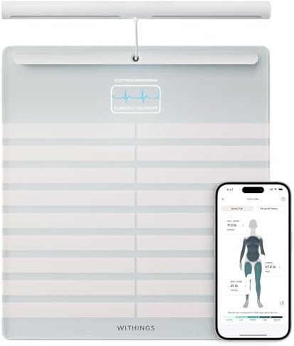 Withings Body Scan, BIA Segmentale, ECG, Wifi & Bluetooth, Bianco | ECG a 6 canali con rilevamento FA, analisi segmentale, età vascolare, Wifi & Bluetooth, iOS & Google Health