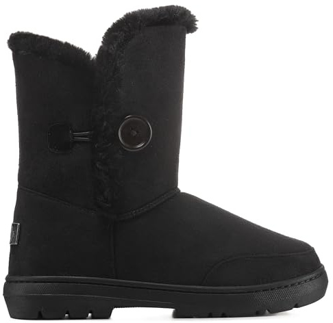 Holly Womens Single Button Faux Faux Waterproof Rain Winter Snow Boots - Black - 8 - BLA41 AEA0145