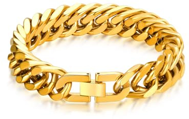 Bandmax Herren Armband Edelstahl Panzerarmband 6/8/12/17mm Massiv Kubanische Gliederarmband 19/21/23cm Schwere Panzerkette Armkette mit Faltverschluss Männer Armreif Schmuck für Geburtstag Vatertag