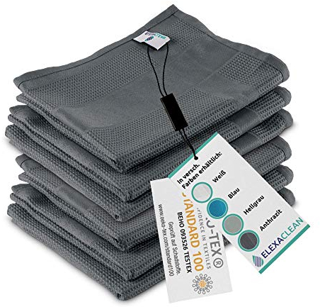ELEXACLEAN Geschirrtücher Microfaser (6er Set, 68x42 cm, grau/anthrazit) saugstark, waschbar bis 60°C, Geschirrhandtücher, Handtücher Küche modern