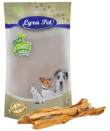Lyra Pet® 10 STK. Rinderkopfhautstangen ca. 50 cm Kauartikel für Hunde | Naturbelassener Kauartikel vom Rind - Proteinreiches Leckerli - Extra lange, harte Konsistenz - Fettarm & leicht verdaulich