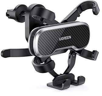 UGREEN Soporte Móvil Coche Rejillas, Soporte Teléfono Móvil Coche Ventilación Automático Car Holder Ajustable por Gravedad Compatible con iPhone 13 13 12, Galaxy S22 S21 S9 S8 Note 20, Redmi Note 11