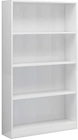 vidaXL Bücherregal 4 Fächer Standregal Aktenregal Wandregal Raumteiler Regal Raumtrenner Büroregal Mehrzweckregal Hochglanz-Weiß 80x24x142cm Holzwerkstoff