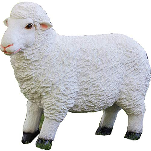 YUESFZ Figuren&Statuen Garten Im Freien Simulation Tierskulptur Balkon Hof Harz Schaf Figur Gartenhofdekorationsstatue (Color : Weiß, Size : 60 * 21 * 46cm)