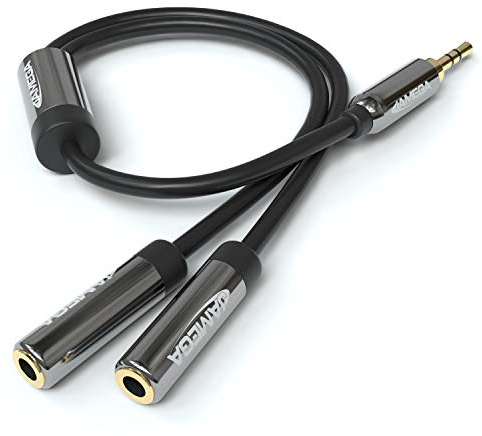 JAMEGA – 0,20m Audio Y-Adapter Kabel | 3,5mm Klinken Stecker Auf 2X 3,5mm Buchse | AUX Y Splitter Verteiler | Stereo Y-Adapter