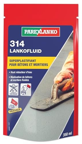 PAREXLANKO - Superplastifiant pour béton et mortier - 314 LANKOFLUID, 350ml | Superplastifiant haut réducteur d’eau - Améliore maniabilité et résistances mécaniques - Adjuvant prêt à l’emploi
