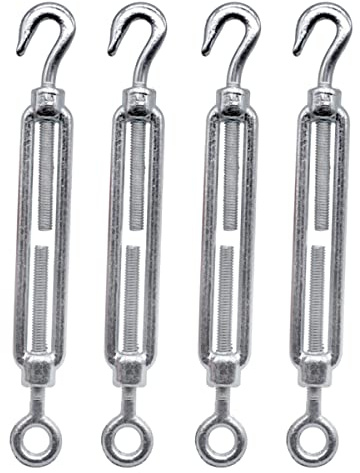 (4 Stück) Spannschloss Drahtspanner M6, verstellbare Spannschlösser Haken und Öse, Seilseilspannung (4 Stück, M6)