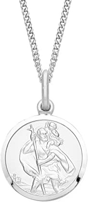 Old English Jewellers Sterling Silver St Christopher Pendant 16 18 20 inch Chain - Medium Size (20)
