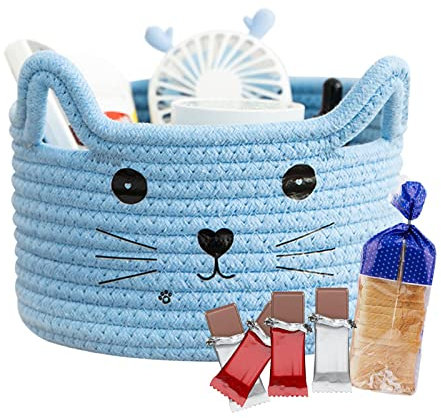 Cesto portabiancheria per gatti | Cesti portabiancheria da 25,8 cm di lunghezza x 12,7 cm di altezza | cesto portaoggetti in corda di cotone intrecciato, cesto portabiancheria organizer per