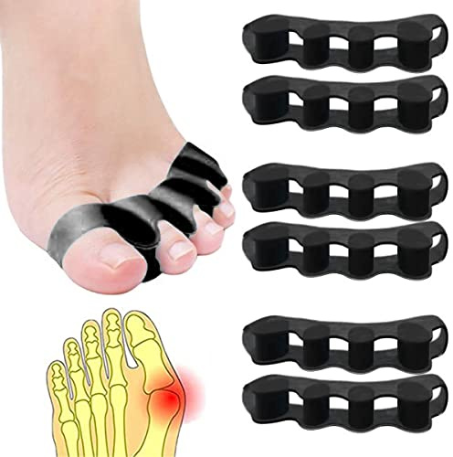 3Pairs Toe Separator, Gel Toe Separators Stretchers Spacers, Toe Spacer for Overlapping Toes to Relax Toes,Toe Straighteners for Correct Bunions,Manicure,Spacer Running Yoga Pedicure(Black)