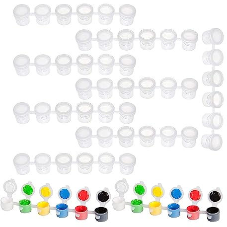 10 Streifen 60 Töpfe Leere Farbstreifen 5ML Mini Farbtopf Pod Leere | Farbbecher mit Deckel für Klassenzimmer Schulen Malerei Kunst Festivals