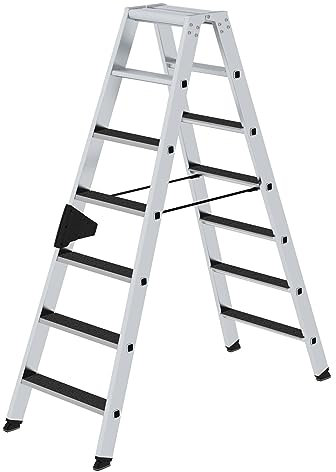 PROREGAL Stufen-Stehleiter | beidseitig begehbar mit Clip-Step R13 | 2x7 Stufen | Leiter, Teleskopleiter, Trittleiter, Bockleiter, Sprossen-Doppelleiter