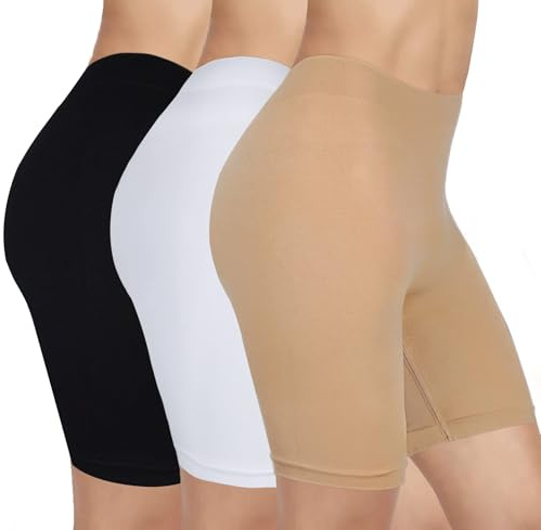 Justay Sowarm 3 Pack Anti Chafing Shorts Women Seamless Slip Shorts Ladies Long Briefs Safety Boxer Shorts for Under Dresses Leggings and Yoga