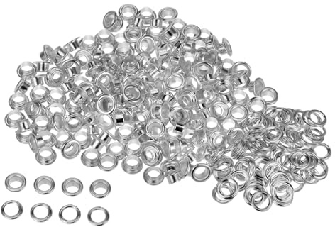 QUARKZMAN 300 Ensembles Œillets en Métal de 6mm ID avec Rondelles, Œillets en Fer pour Chaussures, Vêtements, Ceintures, Étiquettes, Sacs, Tissus, Cuir,DIY, Accessoires, Argent