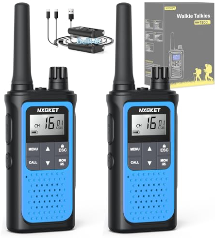 NXGKET Walkie Talkies for Adults Long Range,2Pcs PMR446 Rechargeable walkie talkie w/Built-In Batteries,16 Channels Radios with USB Type-C Cable,VOX Hand-free Auto Squelch for Outdoor Camping Hiking