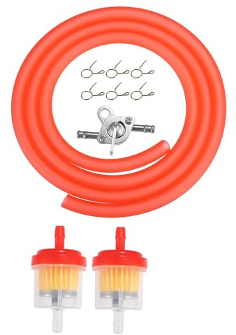 X AUTOHAUX Set Motorcycle Fuel Line Clamps with 2 Fuel Filters for CRF50 70 | 1 set, Red, Inline shut off valve petcock, for CRF90 150CC ATV Moped Scooter Dirt Bike