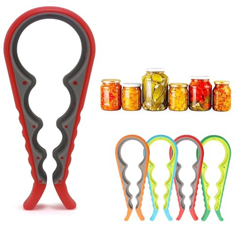 Abrelatas de tarros, abrebotellas, anillo para manos débiles, manos artríticas, abrelatas para ancianos y niños (rojo)