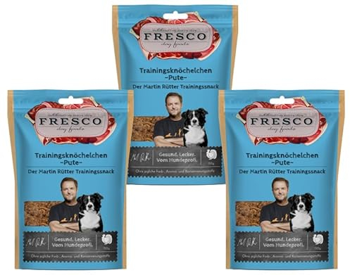 Fresco Martin Rütter Trainingsknöchelchen Pute | 3er Pack | 3 x 150 g | Natürlicher Monoproteinsnack aus Putenfleisch | Leckerer Snack für Hunde…