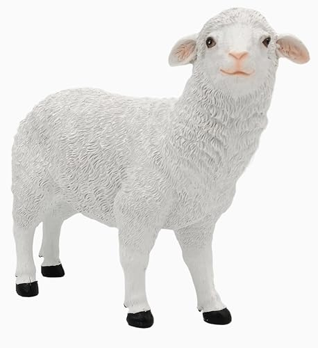 Weisse Gartenfigur Schaf Lamm wetterfest 37cm lang und 32cm hoch