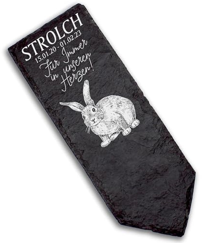 DEKOLANDO Grabstecker Grabschmuck Grabstein - Kaninchen - Personalisiert Grab Deko 22x8 Grabdekoration