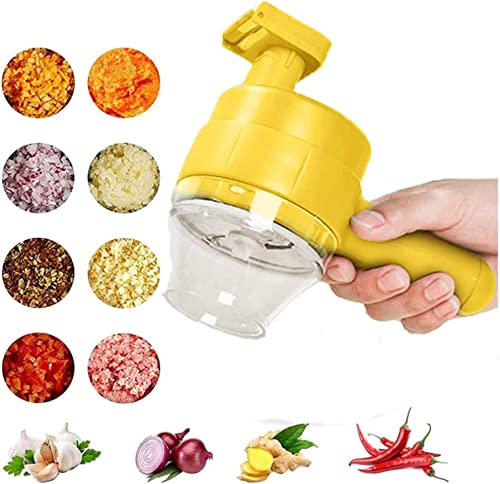 4 in 1 Handheld Electric Vegetable Cutter Set Wireless Food Processor, Multifunctional Portable Electric Vegetable Slicer Wireless Food Processor Veggie Dicer for Garlic Onion Celery