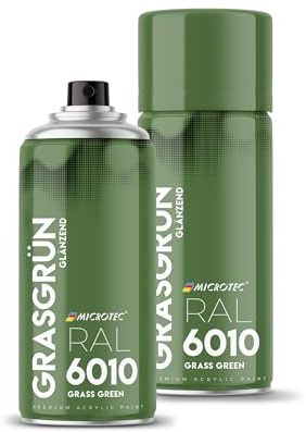 MICROTEC® Sprühlack | 400ml | hochwertiges Acryllackspray | matt oder glänzend | Sprühfarben für Metall, Holz, Kunststoff u.v.m. | große Farbauswahl (Grasgrün glänzend - RAL 6010)