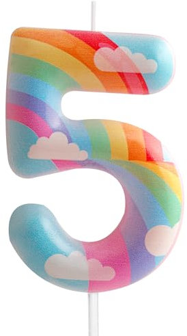 Velas de cumpleaños número 5 con diseño de arco iris rosa para fiesta de cumpleaños, diseño adorable para bebé, niña, niño, decoración de pastel de cumpleaños, celebración de graduación, aniversario,