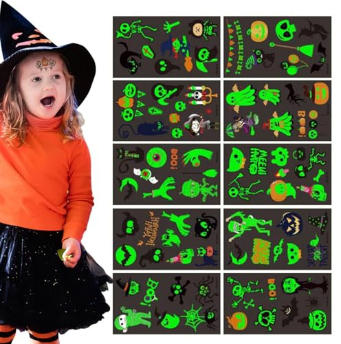 Halloween Körper Aufkleber für Kinder - Leuchtende Aufkleber, Halloween