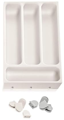Wintem Portaposate da Cassetto in Plastica 37x22,2cm - Compatibile con la Maggior Parte dei Cassetti Standard - Facile da Pulire - Resistente - 6 Scomparti per Ordinare e Separare gli Utensili