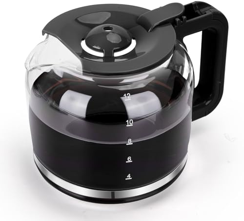 Taylor Swoden Kaffeekanne, Glaskaraffe mit klappbarem Kunststoffdeckel, kompatibel mit/Ersatzteil für Modell 300105QUK – 1.5L (12 Tassen), hitzebeständig & spülmaschinenfest, Schwarz