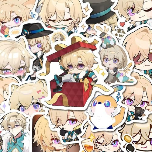 Honkais Stars Rail Stickers, 49 Pcs Cute Aventurines Figure Vinyl Waterproof DIY Sticker Decals for Party, Water Bottle Scrapbook Laptop Skateboard Computer for Teens Students