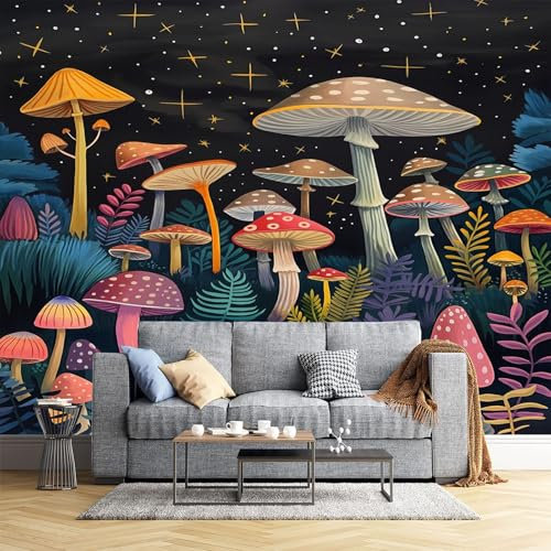 JEDTAKCT 300X210Cm Seidetapete Geometrischer Sternenhimmeltapete Elegance Tapete Im Zauberpilze Design Tapete Wandtapete Wohnzimmer Schlafzimmer Flur Strukturtapete