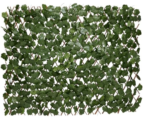 Brixy Ausziehbare Kunsthecke für Sichtschutz, 180 x 90 cm, wetterfest und pflegeleicht, Grün