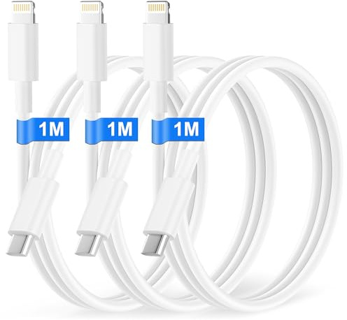 Bamkey Câble USB C vers Lightning 1M/Lot de 3[Certifié MFi], Câble i-Phone USB C Lightning pour iPhone 14 13 12 11 Pro Max/Mini/XS/XR/8/SE, Chargeur Charge Rapide Cordon Fil Cable USb C iPhone