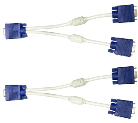 Tofficu 2 Pezzi Splitter Vga per Doppio Monitor Adattatore Video per LCD con Uscita Ritardi Flessibile Materiale per Display Duplicato