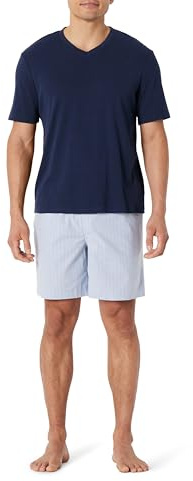 Amazon Essentials Homme Pyjama avec Short en Popeline de Coton et T-Shirt en Coton