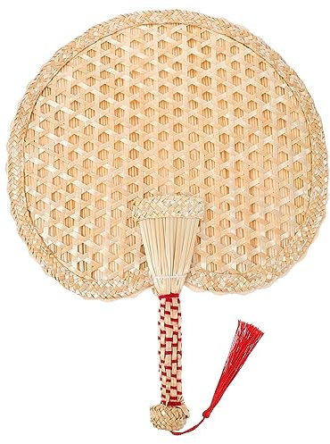 Happyyami Abanico De Mano Vintage De Paja De Trigo Natural, Ventilador Manual Tejido a Mano, Ventilador De Verano Chino Portátil, Abanico Decorativo y Funcional Para Uso Al Aire Libre y Hogar