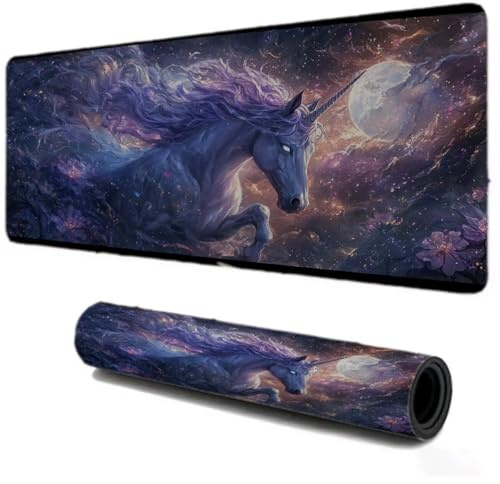 Alfombrilla Ratón Gaming Grande XXL 1200x600, Mejora la Velocidad y la Precisión, Unicornio Luna Mouse Pad Antideslizante, Alfombrillas Raton de Oficina y Casa, Accesorio Gaming para Ratón Teclado 101