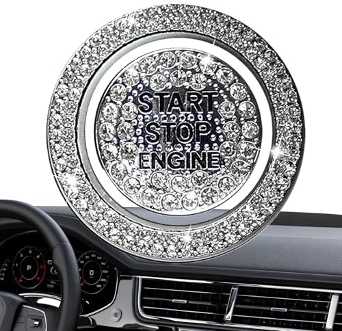 Generisch Bling Autozubehör Zündknopfabdeckung, Start-Stopp-Knopfabdeckung Für Den Motor, Kratzfeste Strass-Motorstartring-Aufkleber Für Frauen Männer Mädchen Fahrzeuge SUV Automobilinnenraum