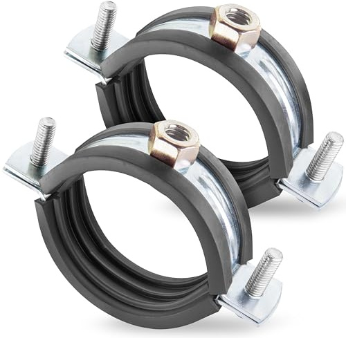 Poppstar 2x Abrazaderas de manguera con inserto de goma de acero inoxidable W4 (rango de sujeción 50-56 mm) con tornillos prisioneros M6*20 y tacos