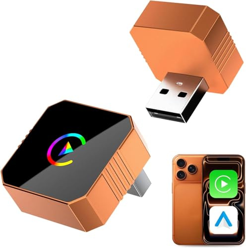 2026 Aimoon Mini Wireless CarPlay Adapter Upgrade Wired to Wireless for CarPlay & Android Auto Plug and Play Fast Auto-Reconnect Stable Control Zero Delay Car Play for iPhone iOS 10+ Android 11+