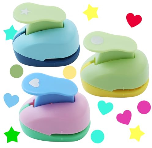 3 Stück Stanzer für Papier, dekorative Stanzmaschine, Locher, Kreis, Stern, Herz für Scrapbooking DIY Dekorative Malerei Lesezeichen