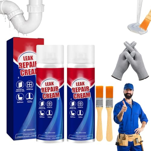 Spray Etancheite Exterieur Avec Pinceau, 100ml Leak Repair Cream Spray, Spray D'étanchéité Imperméable Pour Tuile Béton Toit Gouttière Fenêtre Toilettes Carrelage (2pcs)