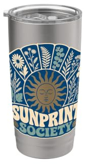 Cyanotype Botanical Fern Wildflower Art Stainless Steel Insulated Tumbler