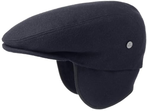 LIERYS Teflon Flatcap Schirmmütze Uni einfarbig Made in Italy Damen und Herren Herbst Winter blau 62 cm