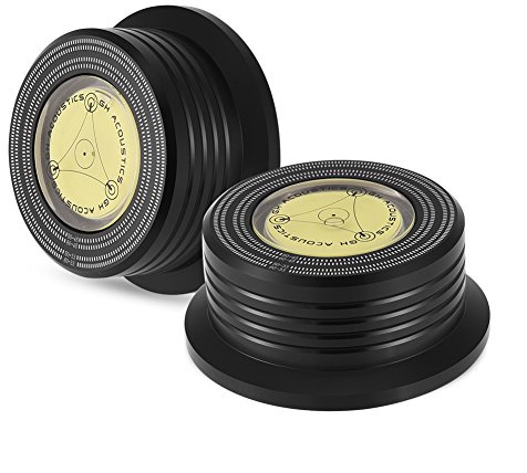 VBESTLIFE Estabilizador de grabación, 50 / 60Hz Nivel de Burbuja Detección de Velocidad LP Tocadiscos Disco de Vinilo Abrazadera estabilizadora para LP Record Player(Negro)