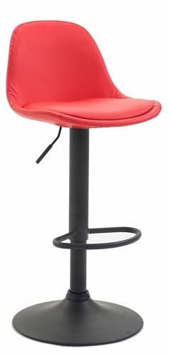 CLP Sgabello Design Kiel in Similpelle I Sgabello Cucina Girevole E Regolabile I Sgabello da Bar Imbottito, Colore:Rosso, Colore della Cornice:Nero