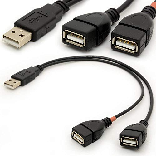Tomost USB Cable Y Splitter USB 2.0 Power Enhancer Hub Adapter (30cm) | 1 Male 2 Female Data Charger Cable Extension Code type a (One Female Side Only for Charging)